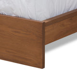 Sami Modern and Contemporary Light Grey Fabric Upholstered and Walnut Brown Finished Wood Queen Size Platform Storage Bed with Built-In Nightstands