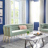 VIG Furniture Divani Casa Bixby Modern Light Green Velvet & Gold Sofa VGCA1105-SOFA-GRN