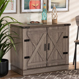 Wayne Modern Contemporary Farmhouse Oak Brown Finished Wood 2-Door Shoe Storage Cabinet