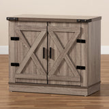 Wayne Modern Contemporary Farmhouse Oak Brown Finished Wood 2-Door Shoe Storage Cabinet