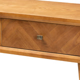 Baxton Studio Mae Mid-Century Modern Natural Brown Finished Wood 2-Drawer Console Table