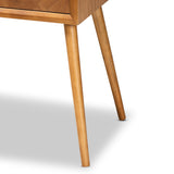 Baxton Studio Mae Mid-Century Modern Natural Brown Finished Wood 2-Drawer Console Table