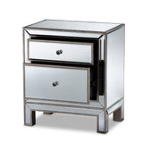 Fadri Contemporary Glam and Luxe Mirrored 2-Drawer Nightstand