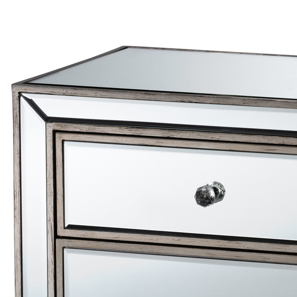 Fadri Contemporary Glam and Luxe Mirrored 2-Drawer Nightstand