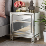 Fadri Contemporary Glam and Luxe Mirrored 2-Drawer Nightstand