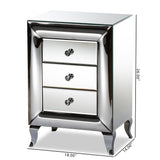 Pauline Contemporary Glam and Luxe Mirrored 3-Drawer Nightstand