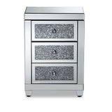 Ralston Contemporary Glam and Luxe Mirrored 3-Drawer Nightstand