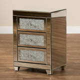Ralston Contemporary Glam and Luxe Mirrored 3-Drawer Nightstand