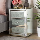 Talan Contemporary Glam and Luxe Mirrored 3-Drawer Nightstand