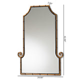 Layan Glamourous Hollywood Regency Style Gold Finished Metal Bamboo Inspired Accent Wall Mirror