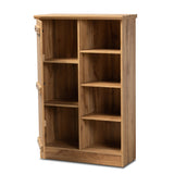 Eren Modern and Contemporary Farmhouse Natural Oak Brown Finished Wood 1-Door Shoe Cabinet 