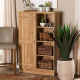 Eren Modern and Contemporary Farmhouse Natural Oak Brown Finished Wood 1-Door Shoe Cabinet 