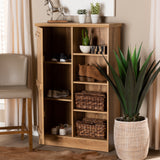 Eren Modern and Contemporary Farmhouse Natural Oak Brown Finished Wood 1-Door Shoe Cabinet 