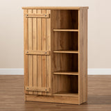 Eren Modern and Contemporary Farmhouse Natural Oak Brown Finished Wood 1-Door Shoe Cabinet 