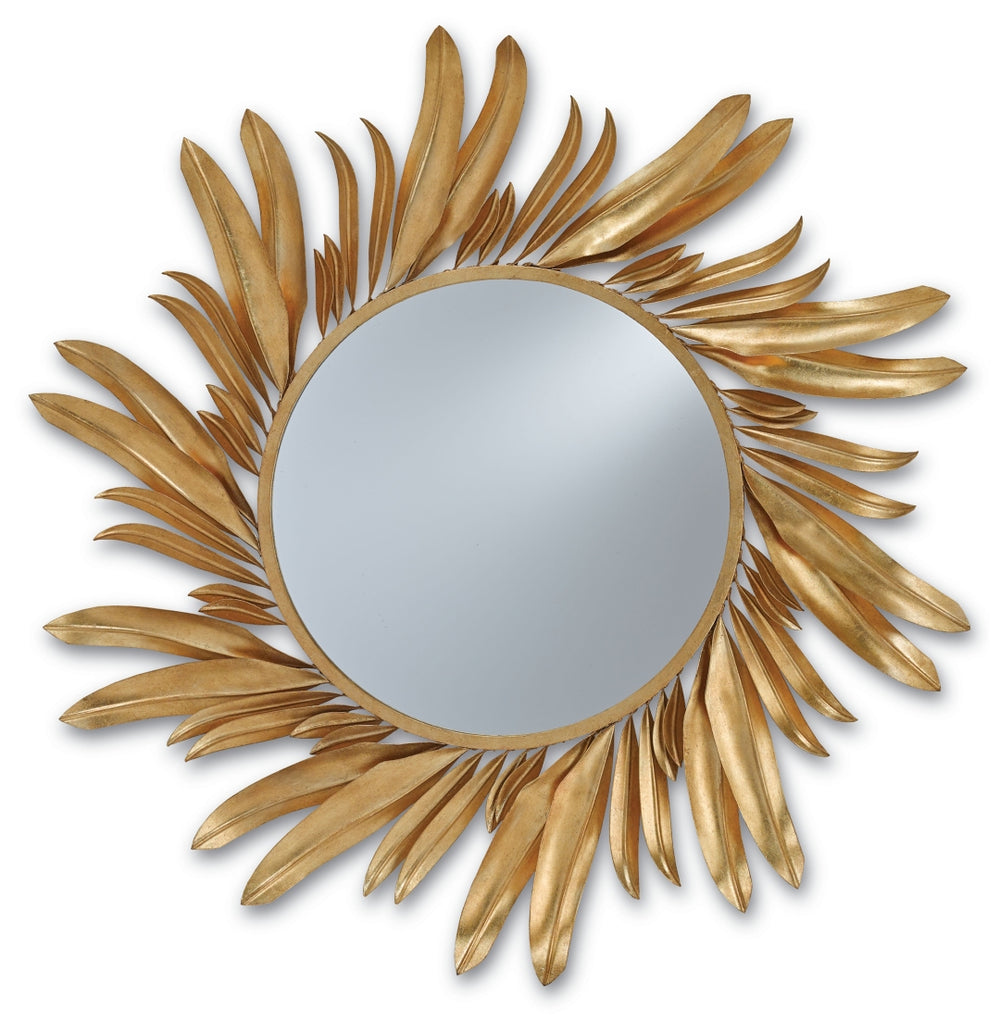 Folium Mirror - Whimsical Sunburst Design with Leafy Wrought Iron Petals in Elegant Gold Finish