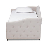 Becker Modern and Contemporary Transitional Beige Fabric Upholstered Twin Size Daybed with Trundle