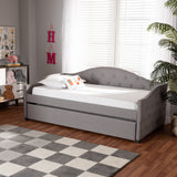 Becker Modern and Contemporary Transitional Grey Fabric Upholstered Twin Size Daybed with Trundle