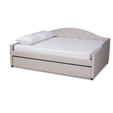 Becker Modern and Contemporary Transitional Beige Fabric Upholstered Queen Size Daybed with Trundle