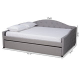 Becker Modern and Contemporary Transitional Grey Fabric Upholstered Queen Size Daybed with Trundle