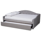 Becker Modern and Contemporary Transitional Grey Fabric Upholstered Queen Size Daybed with Trundle