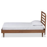 Ryo Mid-Century Modern Transitional Walnut Brown Finished Wood Twin Size Platform Bed