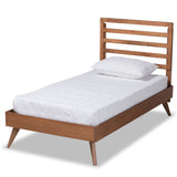 Shiro Mid-Century Modern Ash Walnut Finished Wood Twin Size Platform Bed