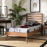 Baxton Studio Shiro Mid-Century Modern Ash Walnut Finished Wood Twin Size Platform Bed