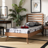 Baxton Studio Shiro Mid-Century Modern Ash Walnut Finished Wood Twin Size Platform Bed