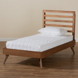 Baxton Studio Shiro Mid-Century Modern Ash Walnut Finished Wood Twin Size Platform Bed