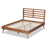 Baxton Studio Shiro Mid-Century Modern Ash Walnut Finished Wood Queen Size Platform Bed