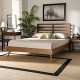 Baxton Studio Shiro Mid-Century Modern Ash Walnut Finished Wood Queen Size Platform Bed