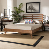 Baxton Studio Shiro Mid-Century Modern Ash Walnut Finished Wood Queen Size Platform Bed