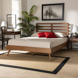 Baxton Studio Shiro Mid-Century Modern Ash Walnut Finished Wood Queen Size Platform Bed