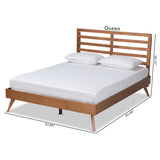 Baxton Studio Shiro Mid-Century Modern Ash Walnut Finished Wood Queen Size Platform Bed