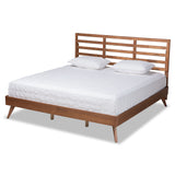 Shiro Mid-Century Modern Ash Walnut Finished Wood King Size Platform Bed