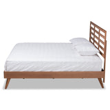 Baxton Studio Shiro Mid-Century Modern Ash Walnut Finished Wood King Size Platform Bed