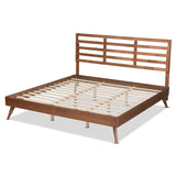 Baxton Studio Shiro Mid-Century Modern Ash Walnut Finished Wood King Size Platform Bed