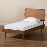 Baxton Studio Yori Mid-Century Modern Walnut Brown Finished Wood Twin Size Platform Bed