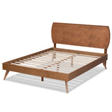 Aimi Mid-Century Modern Walnut Brown Finished Wood Full Size Platform Bed