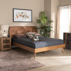 Aimi Mid-Century Modern Walnut Brown Finished Wood King Size Platform Bed