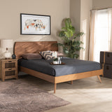 Aimi Mid-Century Modern Walnut Brown Finished Wood Queen Size Platform Bed