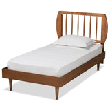 Chiyo Mid-Century Modern Transitional Walnut Brown Finished Wood Twin Size Platform Bed