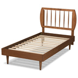 Chiyo Mid-Century Modern Transitional Walnut Brown Finished Wood Twin Size Platform Bed