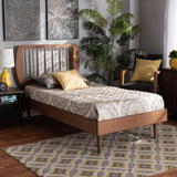 Chiyo Mid-Century Modern Transitional Walnut Brown Finished Wood Twin Size Platform Bed