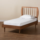 Chiyo Mid-Century Modern Transitional Walnut Brown Finished Wood Twin Size Platform Bed