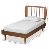 Chiyo Mid-Century Modern Transitional Walnut Brown Finished Wood Twin Size Platform Bed