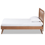 Emiko Modern and Contemporary Walnut Brown Finished Wood Twin Size Platform Bed