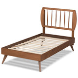 Emiko Modern and Contemporary Walnut Brown Finished Wood Twin Size Platform Bed