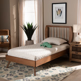 Emiko Modern and Contemporary Walnut Brown Finished Wood Twin Size Platform Bed