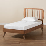 Emiko Modern and Contemporary Walnut Brown Finished Wood Twin Size Platform Bed